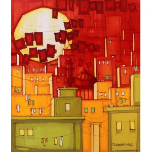 Salman Farooqi, 30 x 36 Inch, Acrylic on Canvas, Cityscape Painting, AC-SF-346